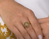 Colleen Lopez Gold-Plated .33ctw Champaagne Diamond Starburst Ring, Size 5